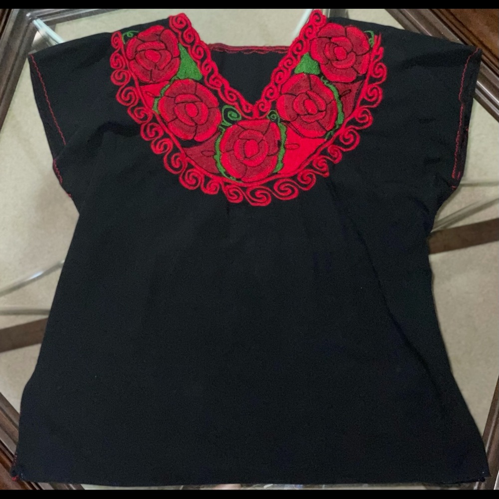 Black and red Mexican top